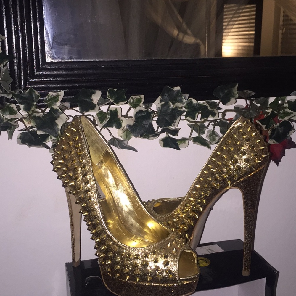 Steve Madden glitzy gold spiked high heel